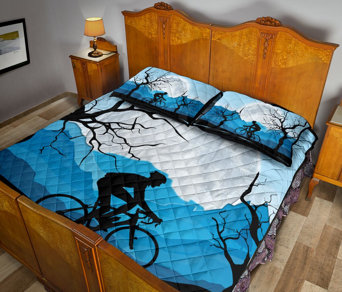Cycling And Moon - Bed Set - Love Quilt Bedding Set