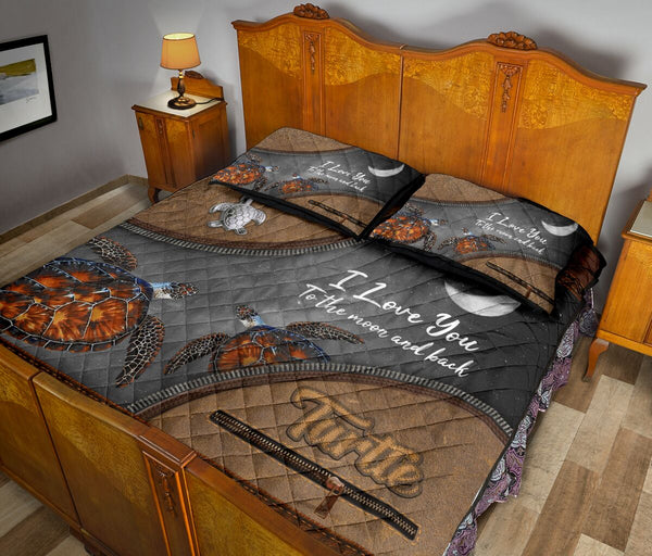 Turtle Sea Animal Leather Quilt Bed Set- Love Quilt Bedding Set