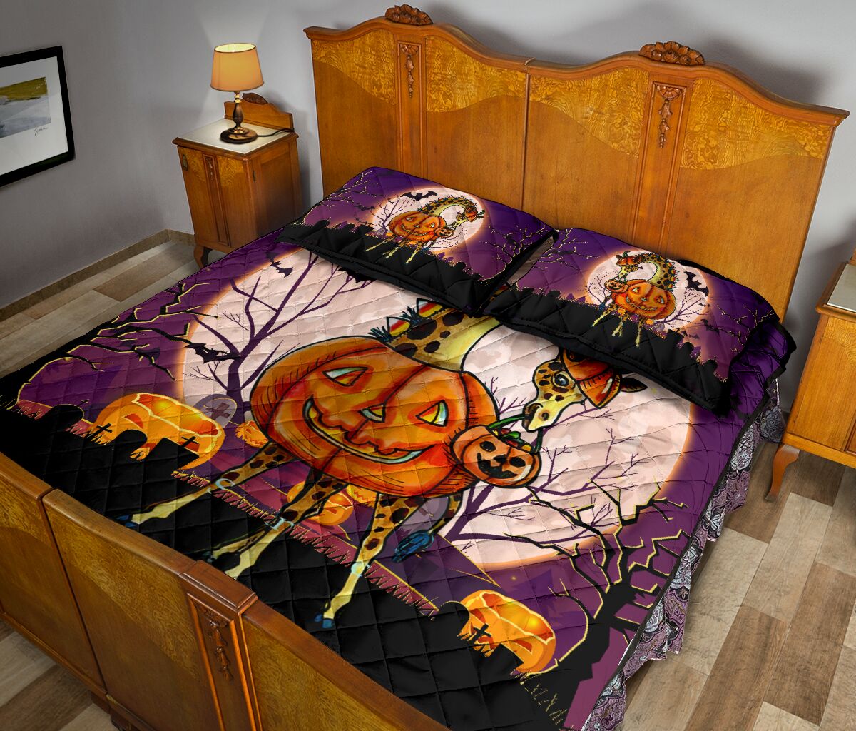 Griaffe Halloween Art Style Quilt Bed Set - Love Quilt Bedding Set