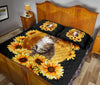 Cat Moon Sunflower Quilt Bed Set - Love Quilt Bedding Set