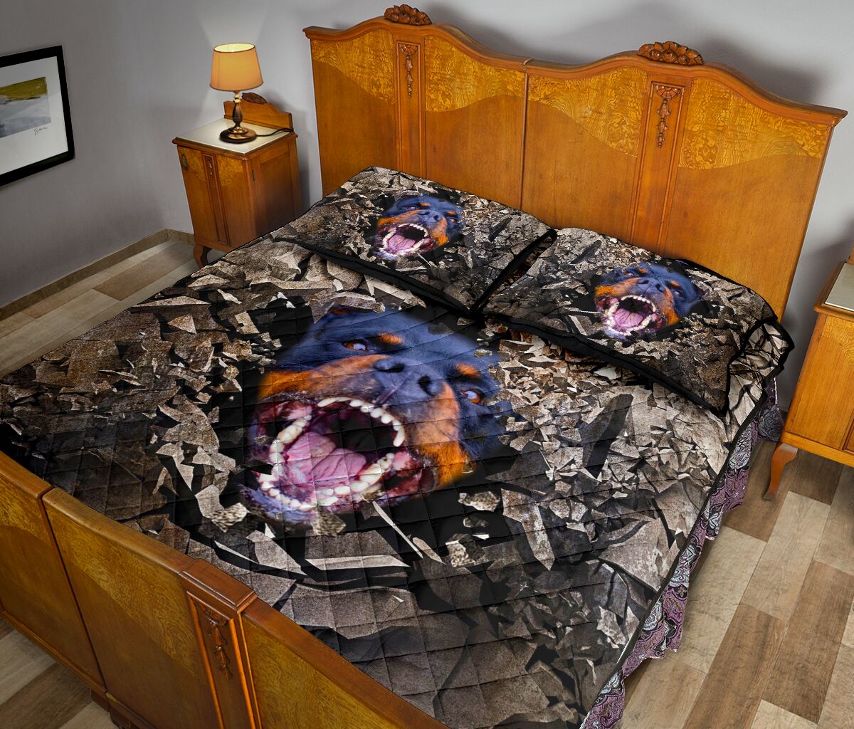 Rottweiler Angry - Bed Set- Love Quilt Bedding Set