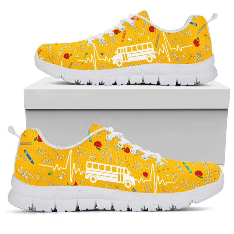 School Bus Yellow Sneakers, Runni- Love Sneakers