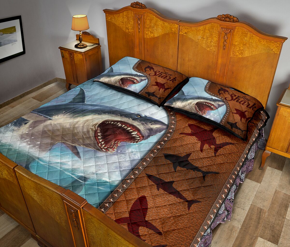 Shark Leather Style Quilt Bed Set 6- Love Quilt Bedding Set