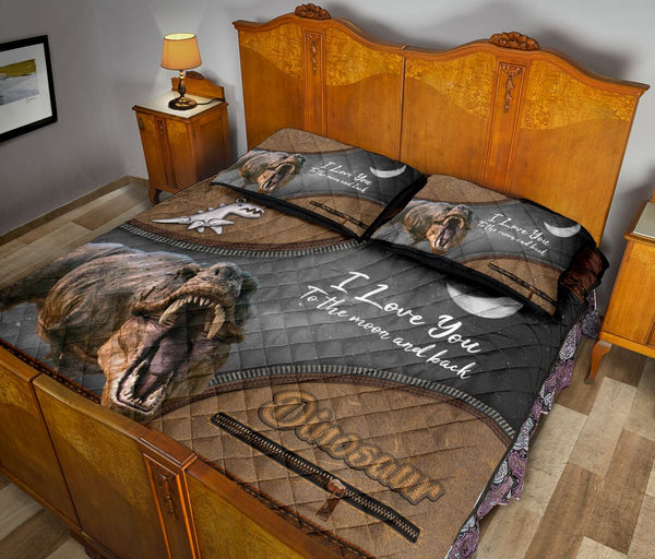 Dinosaur Animal Leather Quilt Bed Set 6- Love Quilt Bedding Set