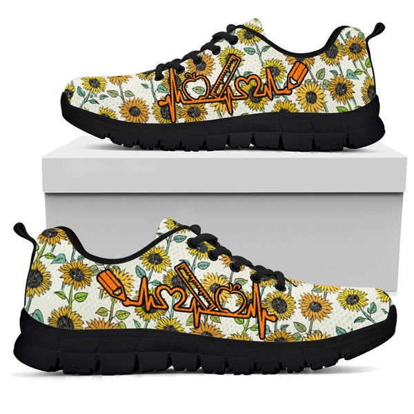 Teacher Hb Sunflower Pattern Sneakers, Running Shoes, Shoes For Women, Shoes For Men, Custo- Love Sneakers