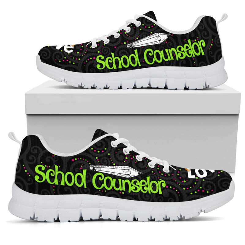 School Counselor Love Inspire Black Sneakers, Runni- Love Sneakers