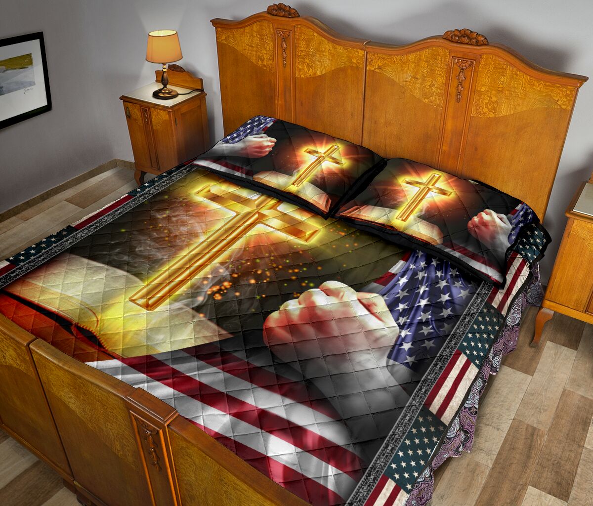 God - Us Flag - Quilt Bed Set 72 - Love Quilt Bedding Set