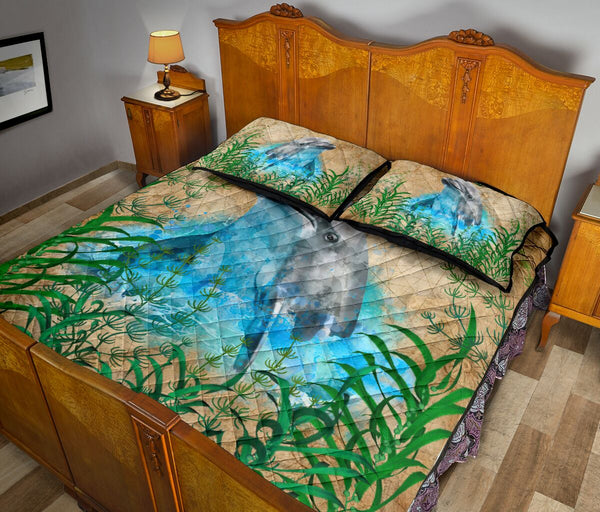 Dolphin Seaweed Paper Old Quilt Bed Set - Love Quilt Bedding Set