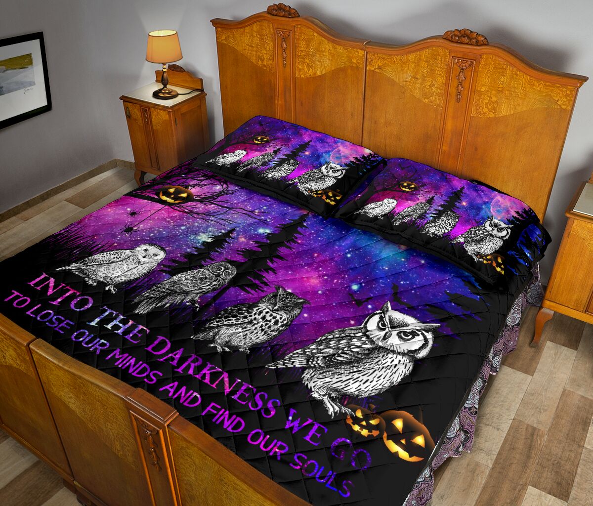 Owl Into The Darkness We Go Halloween Quilt Bed Set - Love Quilt Bedding Set