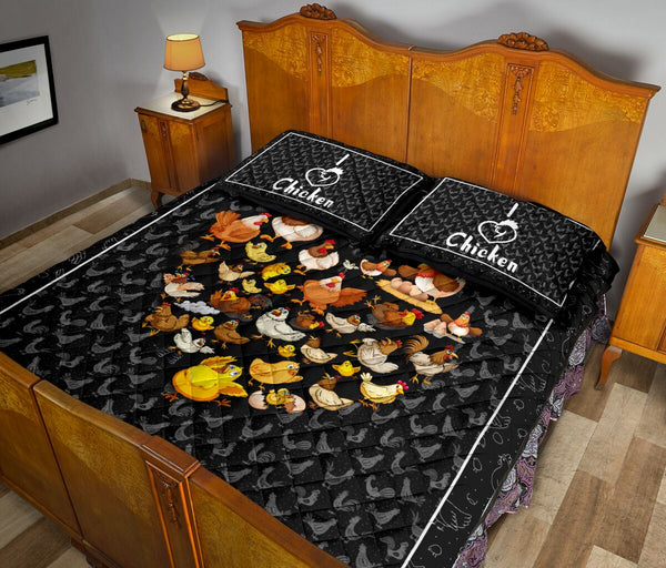 Chicken Heart Cartoon Style Quilt Bed Set - Love Quilt Bedding Set