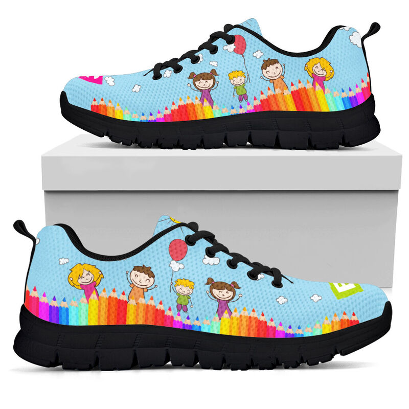 Preschool Abc Sole Black Sneakers, Running Shoes, Shoes For Women, Shoes For Men, Custom Sh- Love Sneakers
