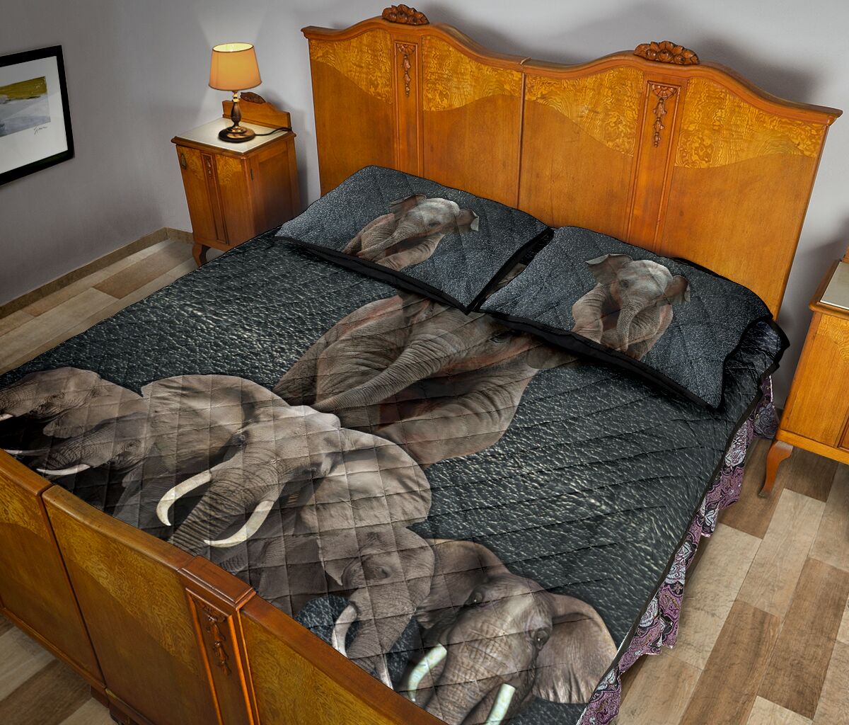 Elephant Feather Skin Background Real Style Quilt Bed Set - Love Quilt Bedding Set