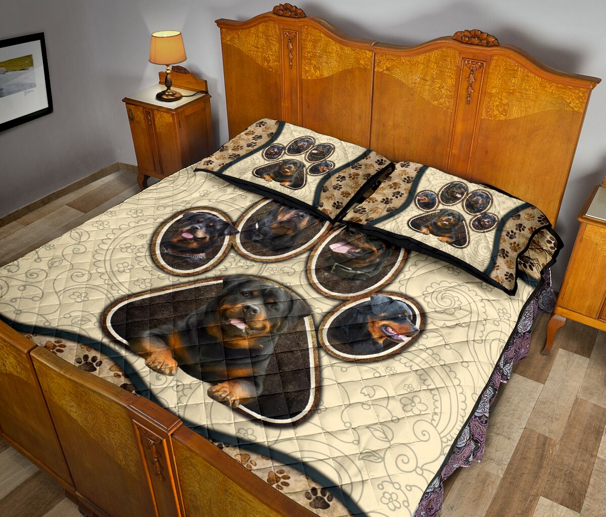 Rottweiler Paw Vintage - Bed Set - Love Quilt Bedding Set