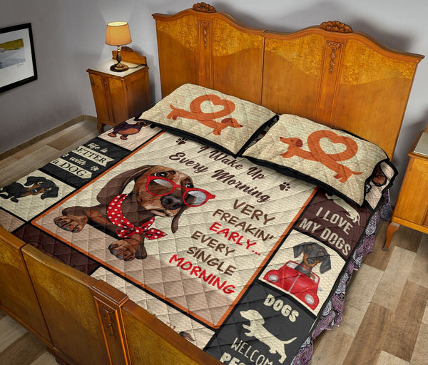 Dachshund I The Reason I Wake Up - Bed Set- Love Quilt Bedding Set