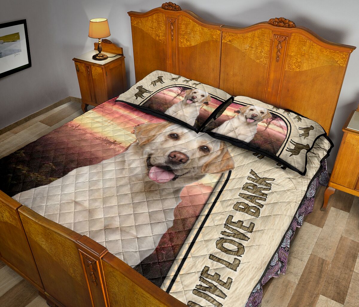 Live Love Bark Labrador- Bed Set - Love Quilt Bedding Set