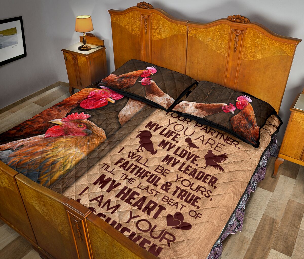 Chicken Quote Style Quilt Bed Set- Love Quilt Bedding Set