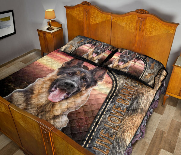 Live Love Bark German Shepherd - Bed Set - Love Quilt Bedding Set
