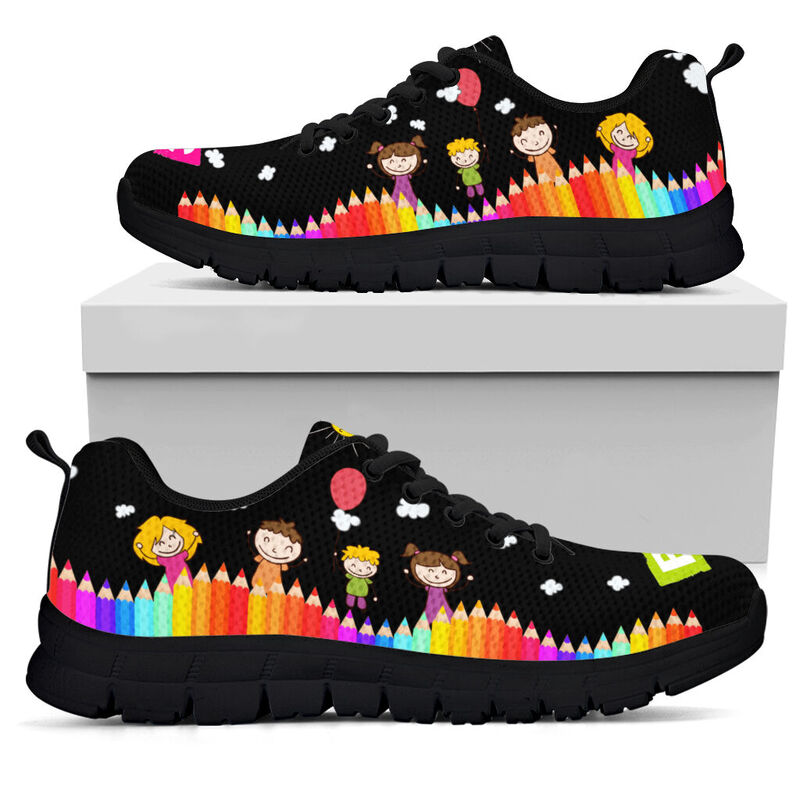 Preschool Abc All Black Shoes Sneakers, Running Shoes, Shoes For Women, Shoes For Men, Cust- Love Sneakers