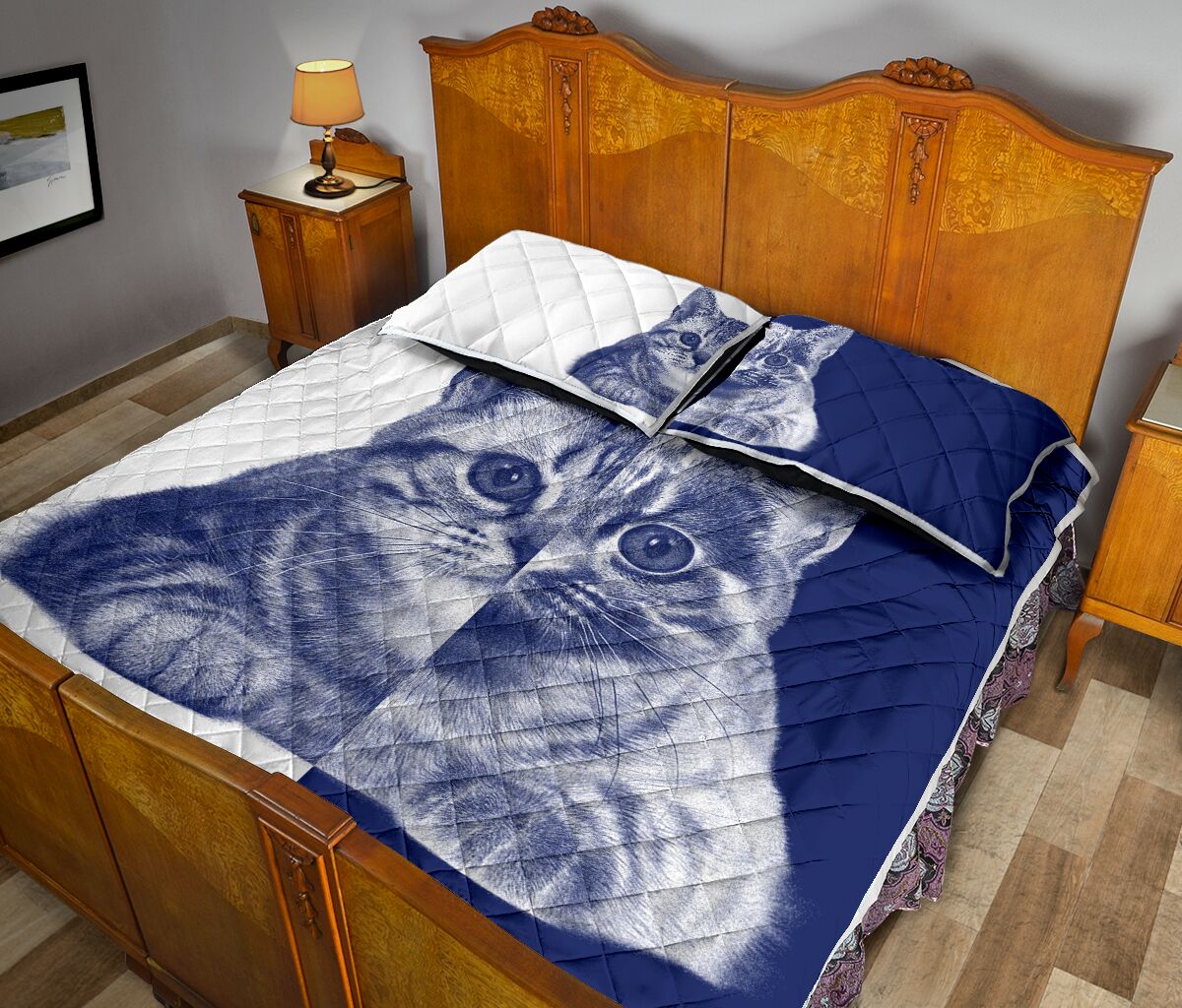 Cat Art Style Quilt Bed Set - Love Quilt Bedding Set