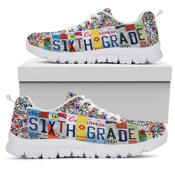 Sixth Grade License Plates Sneakers, Runni- Love Sneakers