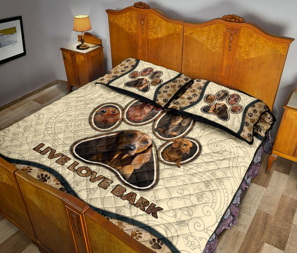 Dachshund Live Love Bark Vintage - Bed Set- Love Quilt Bedding Set