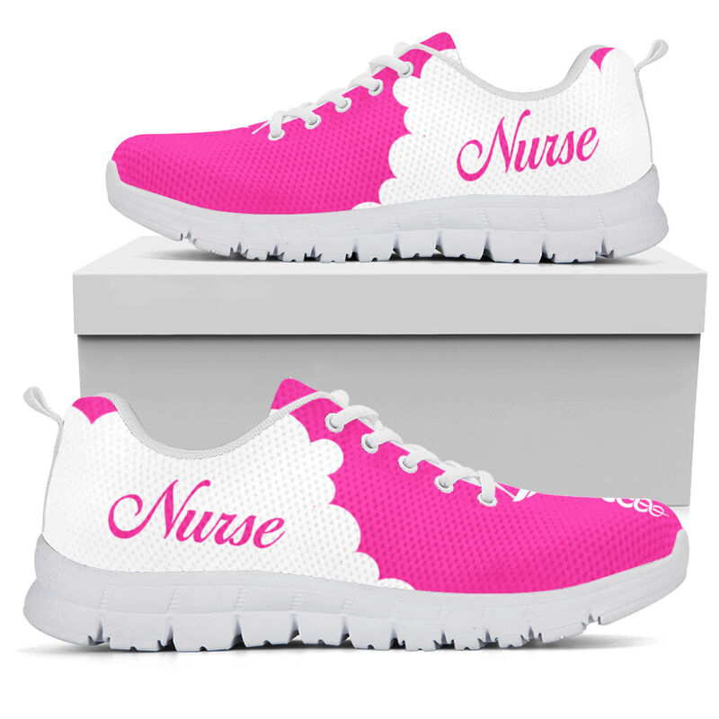 Nurse Cl- Pink White Kd Sneakers, Running Shoes, Shoes For Women, Shoes For Men, Custom Shoe- Love Sneakers