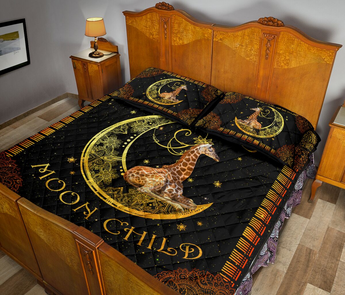 Giraffe Stay Wild Moon Child Quilt Bed Set - Love Quilt Bedding Set