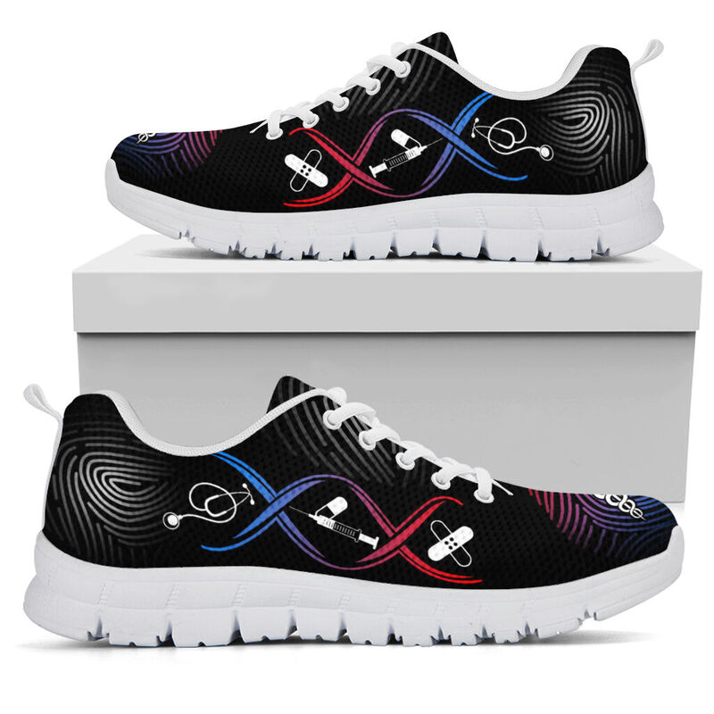 Nurse Dna Fingerprint Shoes Sneakers, Running Shoes, Shoes For Women, Shoes For Men, Custom - Love Sneakers