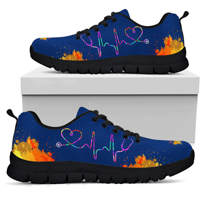 Nurse Art-heartbeat- Royal Blue Sneakers, Running Shoes, Shoes For Women, Shoes For Men, Cu- Love Sneakers