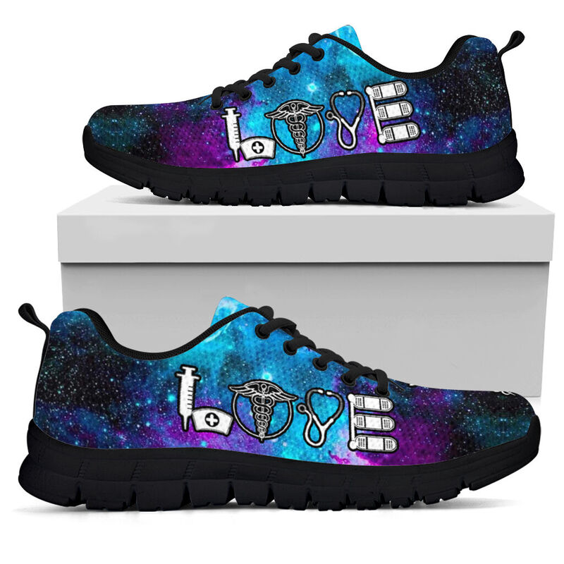 Nurse Love Galaxy Sneakers, Running Shoes, Shoes For Women, Shoes For Men, Custom Shoes, L- Love Sneakers