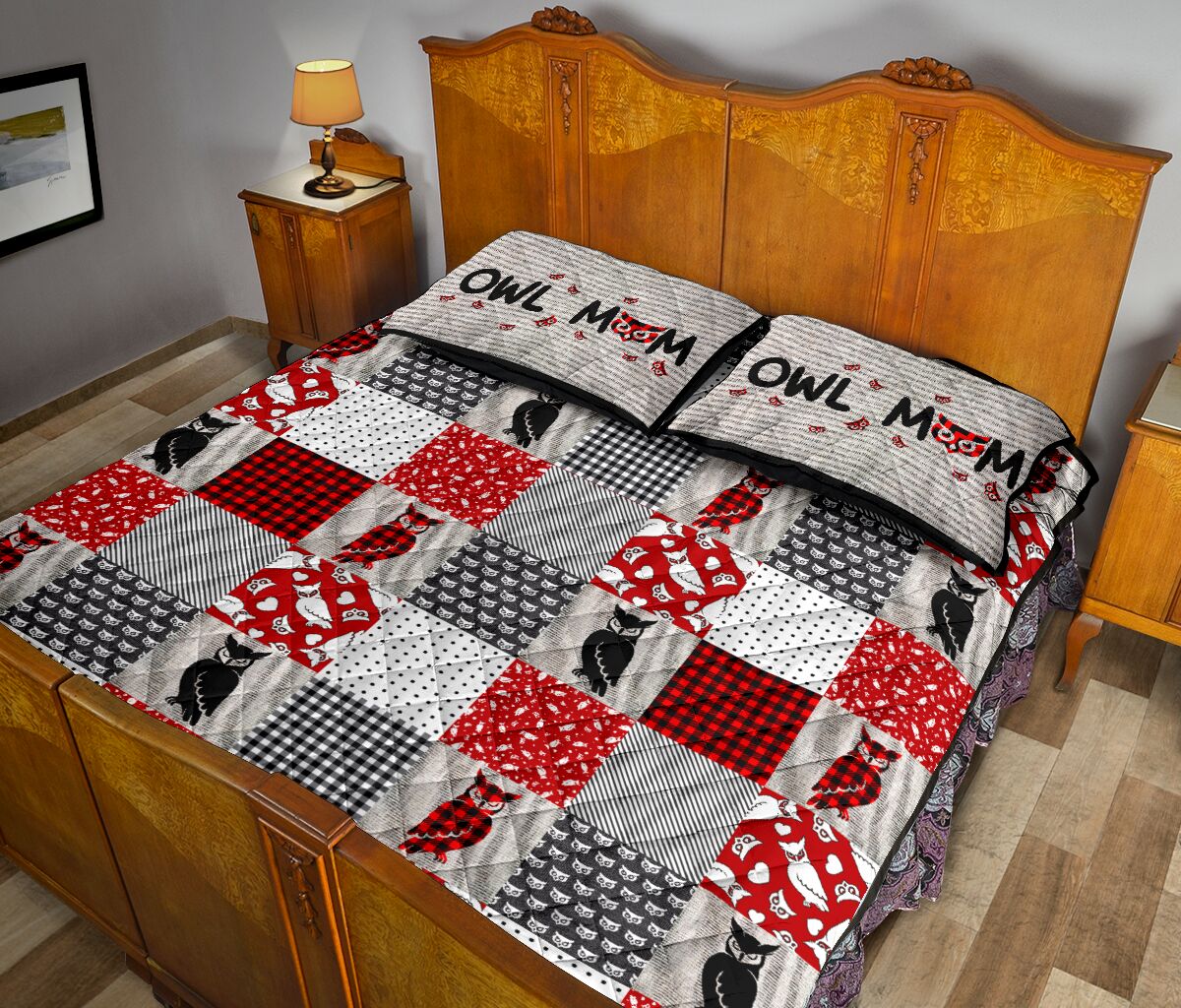 Owl Pattern Style Quilt Bed Set - Love Quilt Bedding Set