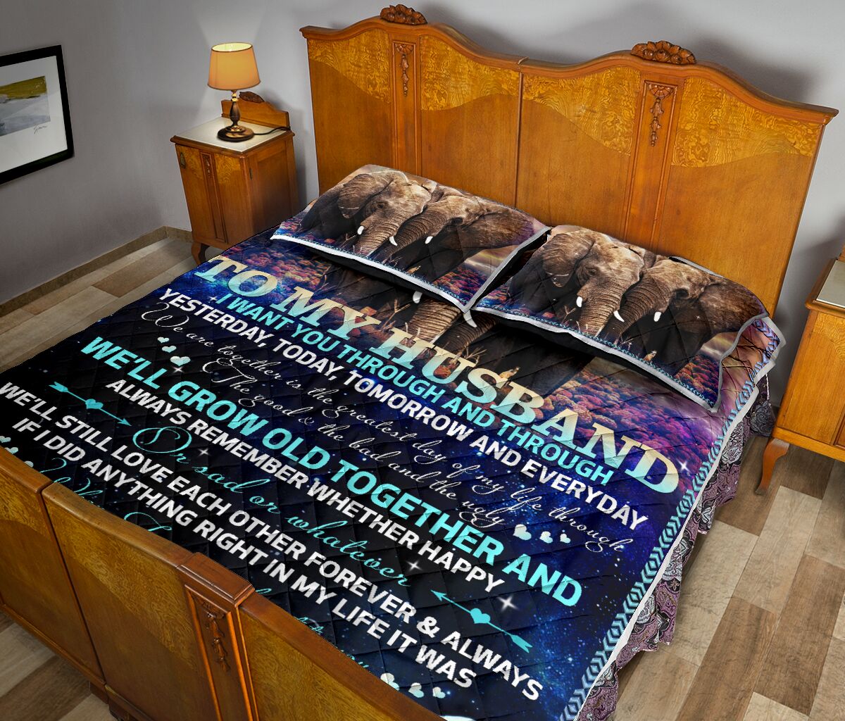 Elephant To My Husband Quilt Bed Set - Love Quilt Bedding Set