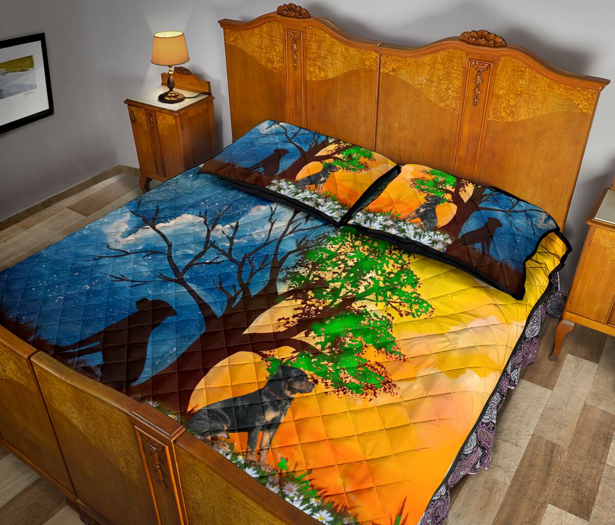Rottweiler Moon And Sun - Quilt Bed Set - Love Quilt Bedding Set