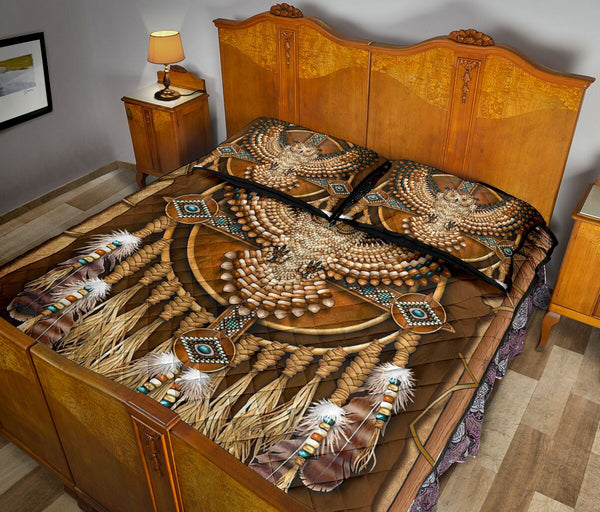 Gold Owl Native American Quilt Bed Set - Love Quilt Bedding Set