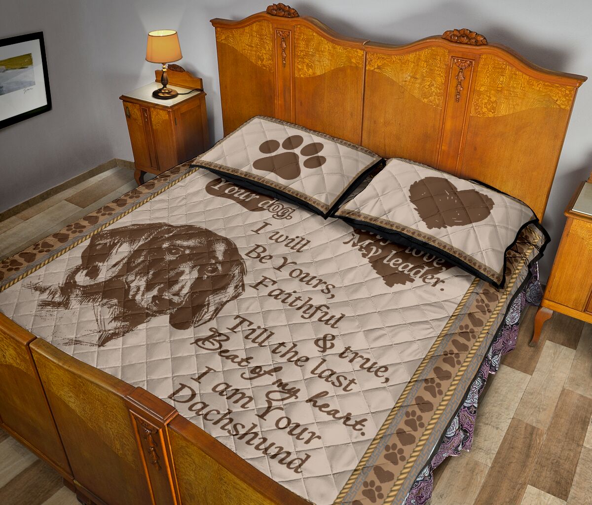 Dachshund Beat Of My Heart - Bed Set- Love Quilt Bedding Set