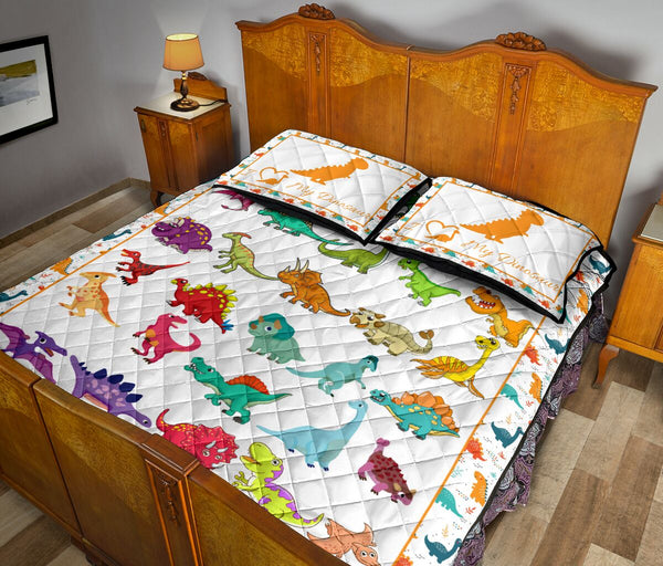 Dinosaur Pattern Style Quilt Bed Set - Love Quilt Bedding Set