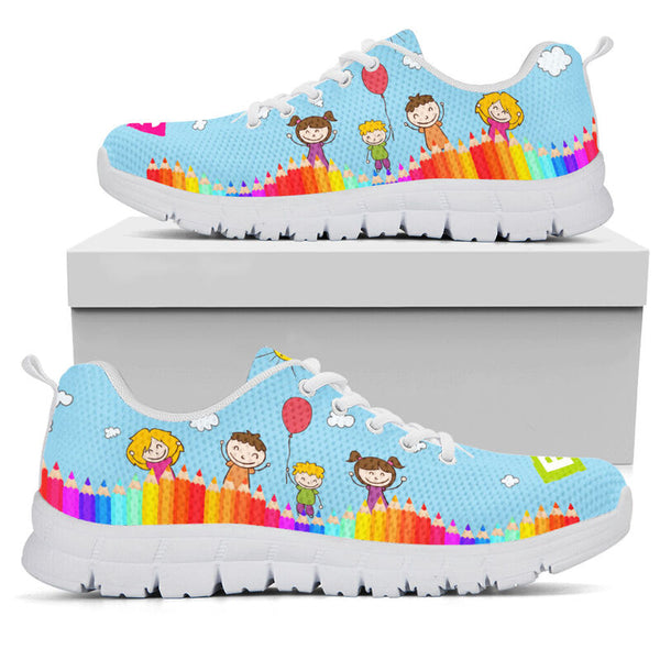 Child Care Abc Blue Sole White Sneakers, Runnin- Love Sneakers