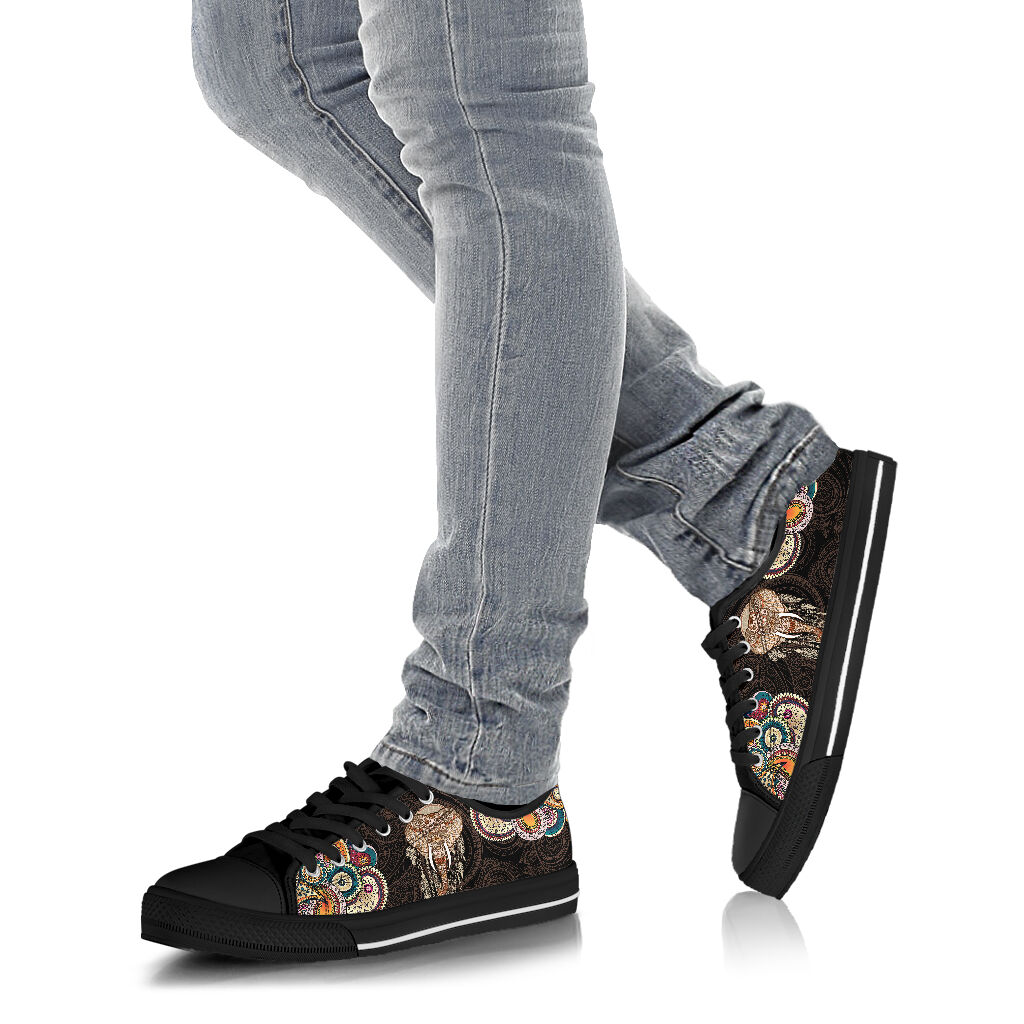 Elephant Henna Paisley Low Top Black Shoes