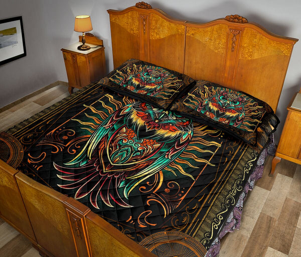 Owl Art Style Quilt Bed Set - Love Quilt Bedding Set