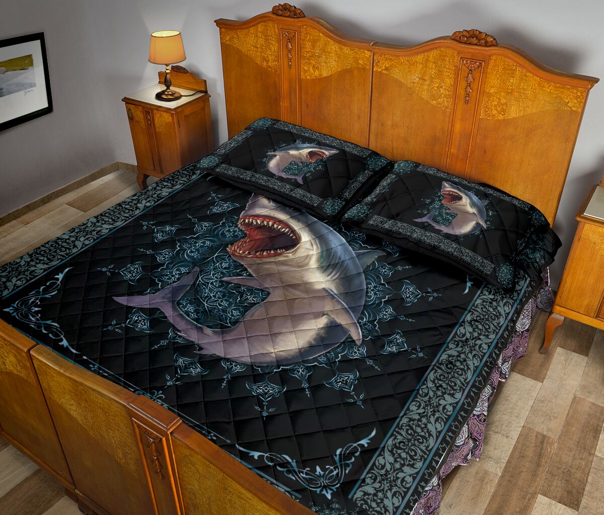 Shark Sea Animal Mandala Style Quilt Bed Set- Love Quilt Bedding Set