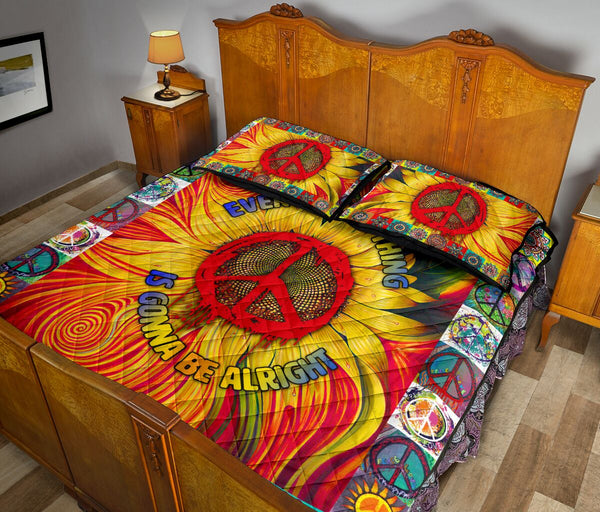 Hippie Sunflower Style Quilt Bed Set - Love Quilt Bedding Set