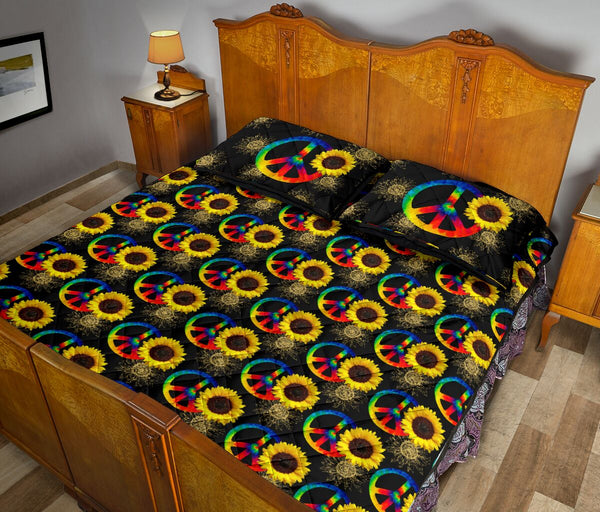 Hippie - Sunflower - Quilt Bed Set 15 - Love Quilt Bedding Set