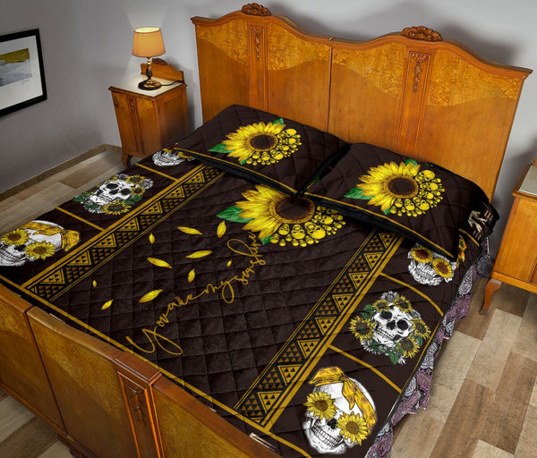 Quilt Bed Set - Sunflower Skull - You Are My Sunshine 3 - Love Quilt Bedding Set