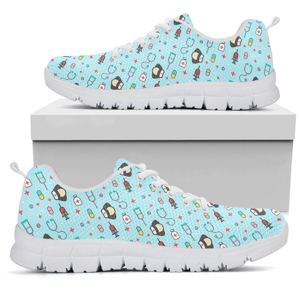 Nurse Pattern Sneakers, Running Shoes, Shoes For Women, Shoes For Men, Custom Shoes, L- Love Sneakers