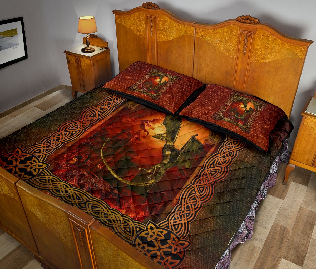 Dragon Red Skin Mandala Style Quilt Bed Set - Love Quilt Bedding Set