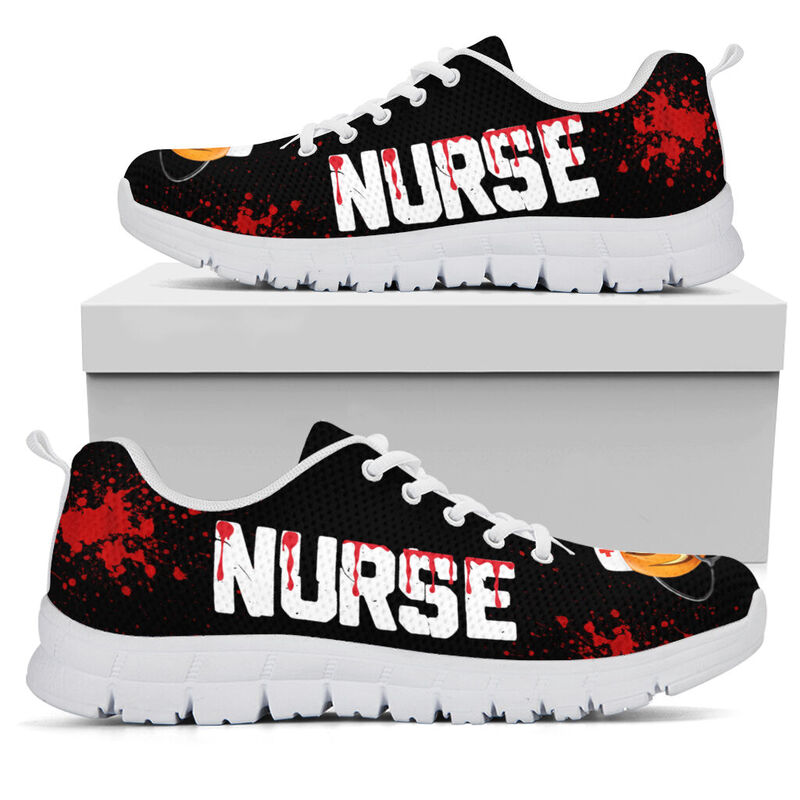 Nurse Halloween Blood Shoes Sneakers, Running Shoes, Shoes For Women, Shoes For Men, Custom - Love Sneakers