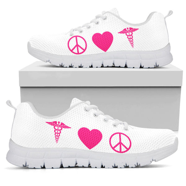 Peace Love Nurse Sneakers, Running Shoes, Shoes For Women, Shoes For Men, Custom Shoes, L- Love Sneakers