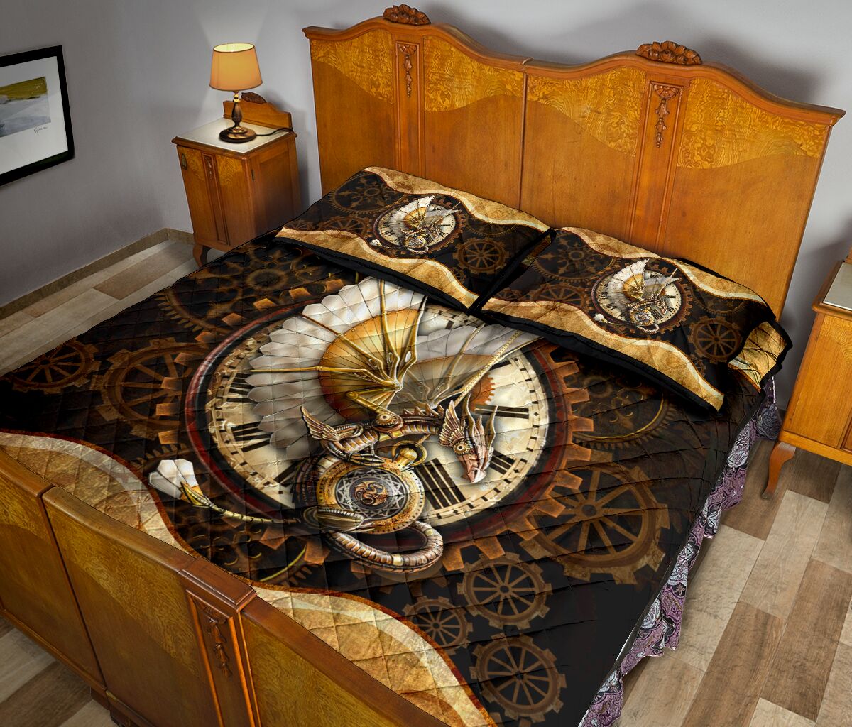 Dragon Steampunk Quilt Bed Set - Love Quilt Bedding Set