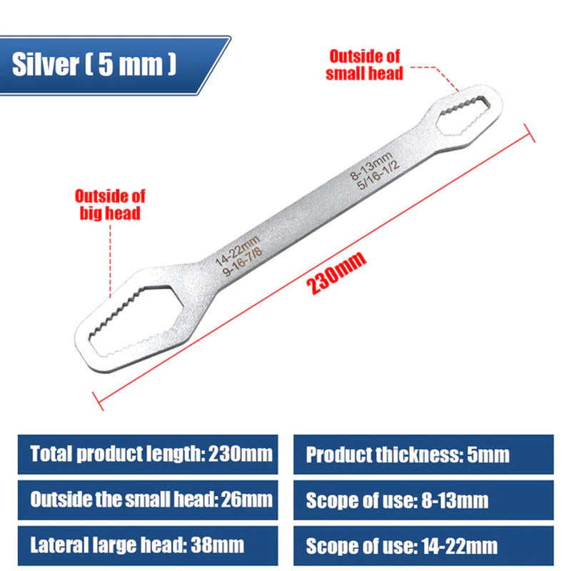 8-22Mm Universal Torx Wrench Board Adjustable Double-Head Torx Spanner Self-Tightening Glasses Wrench Multi-Purpose Hand Tools