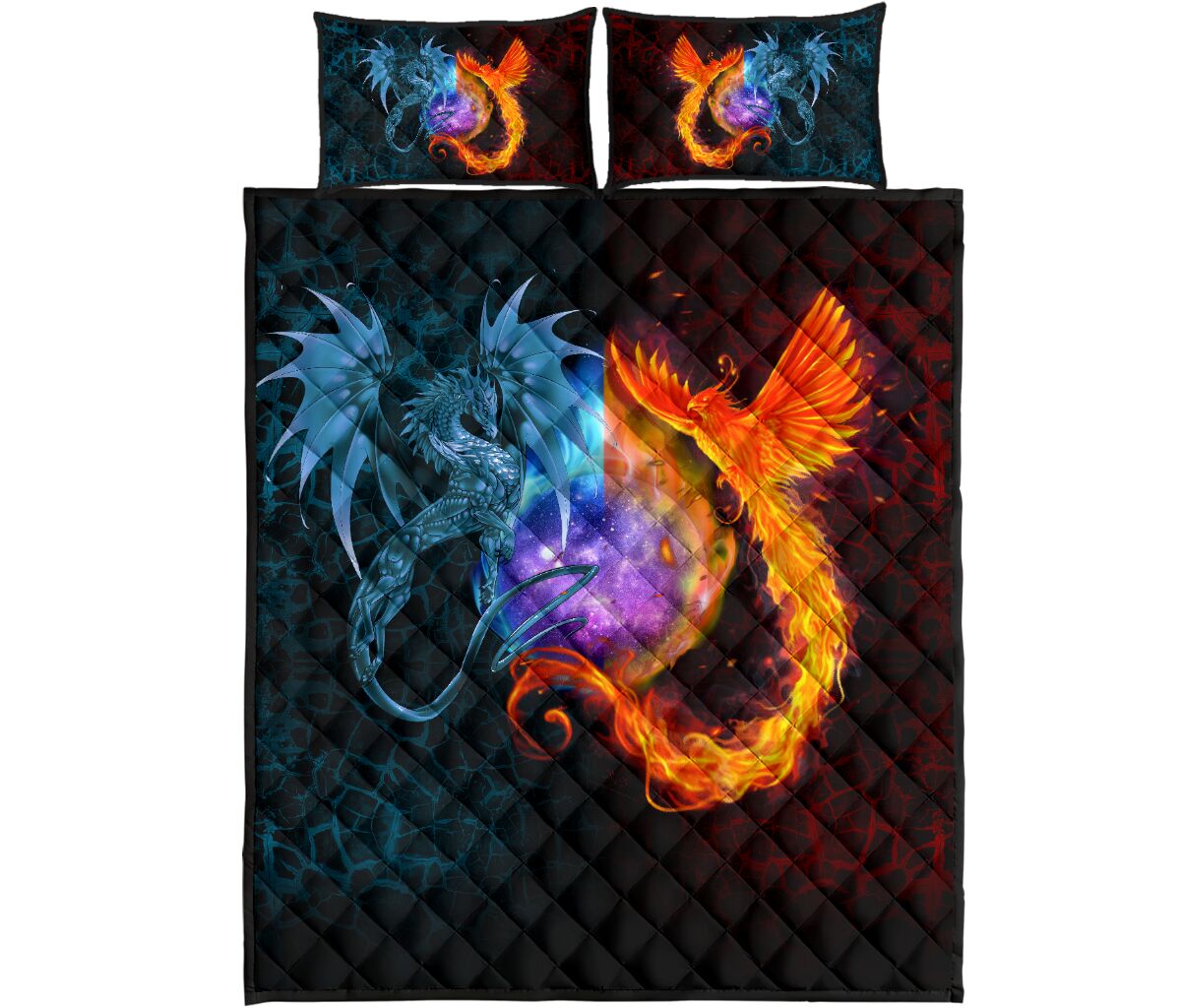 Dragon Art Style Quilt Bed Set 3- Love Quilt Bedding Set